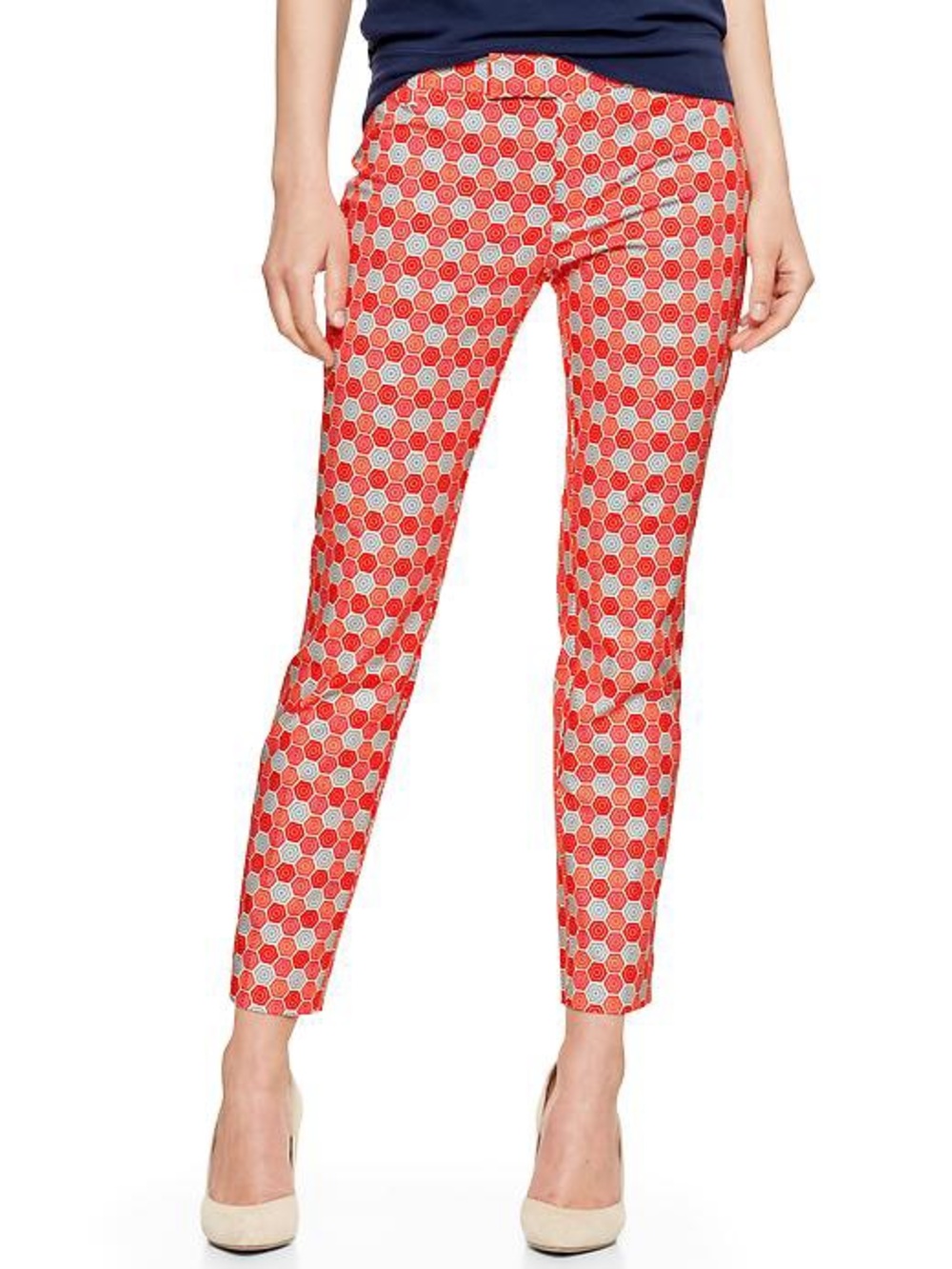 Gap Slim Cropped Vibrant Geometric Honeycomb Print Pants, size 12